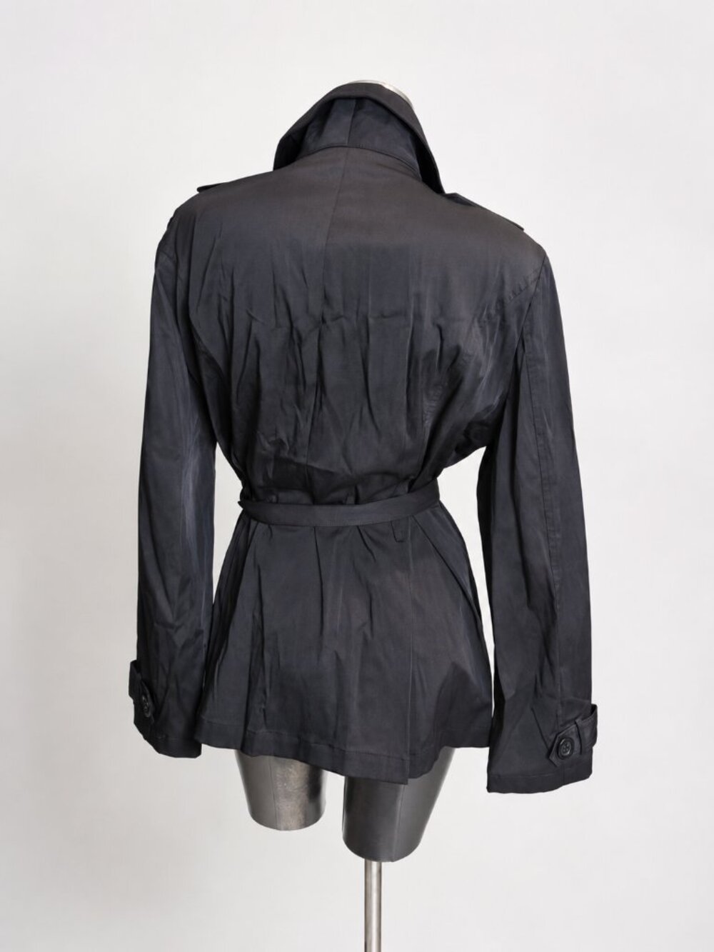 NWT Studio 1940 Black Belted Trench Coat Jacket XL Classic Lightweight - Picture 7 of 12